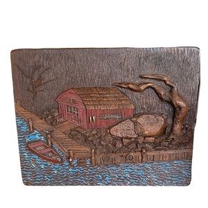 ♥️Seaside Shore 3D Foam Mold Wall Hanging by Crown Creative Ind. 1971 Vintage